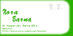 nora barna business card